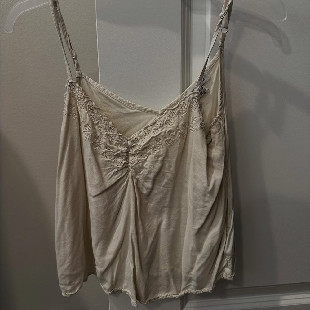 American Eagle Outfitters Ivory Lace Detail Tank Top